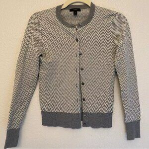 J Crew Gray chevron print button front Cardigan Sweater